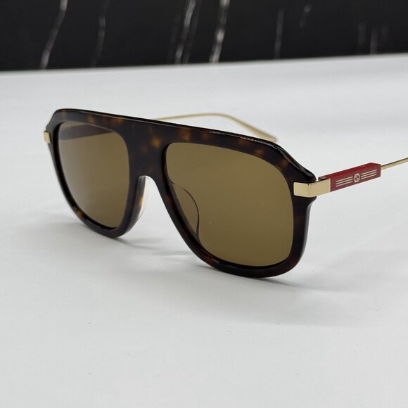 NEW GG1309S 006 GUCCI SUNGLASSES BROWN GOLD EYEWEAR GUCCI - Picture 5 of 11